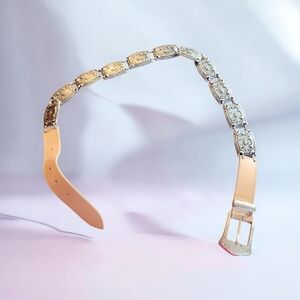 Vintage Silver and Tan Belt